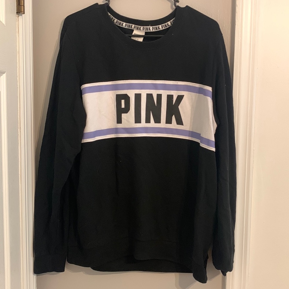 Pink logo crew neck hoodie